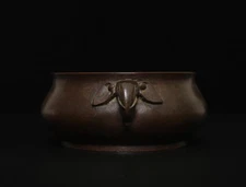 Old Chinese Copper Incense Burner With elephant ear Yunshang MK ZK1247