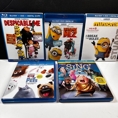 5 Illumination Blu-rays Despicable Me 1&2 Minions Secret Life of Pets Sing