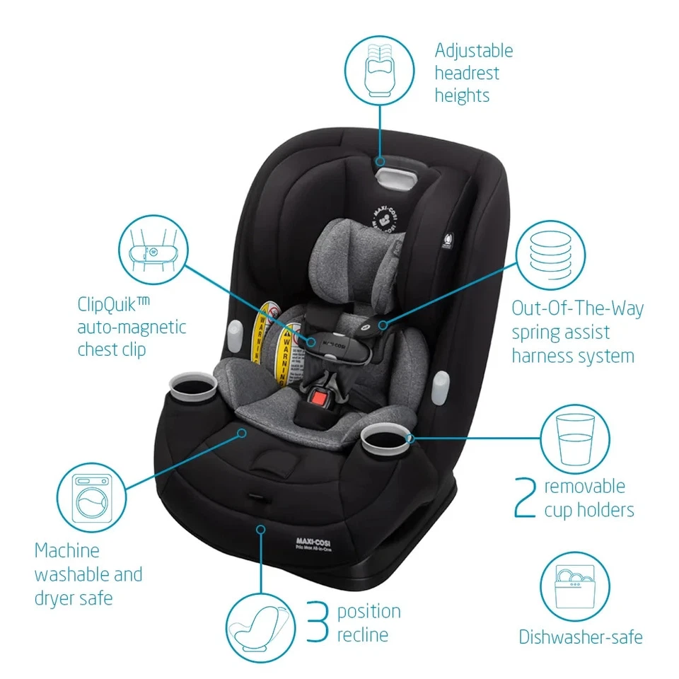 MAXI-COSI Pria Max All-in-1 Convertible Car Seat Essential Black  CC208FNA - Image 2 of 4