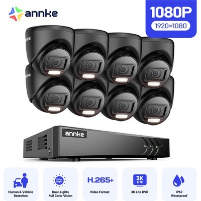 ANNKE 5MP Lite 8CH DVR CCTV 1080P Security Camera System Outdoor AI Color Night