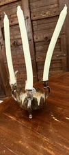 Mid 20th Cent. Italian Silver Plate Candelabras Candle Holders W Vase Made Italy