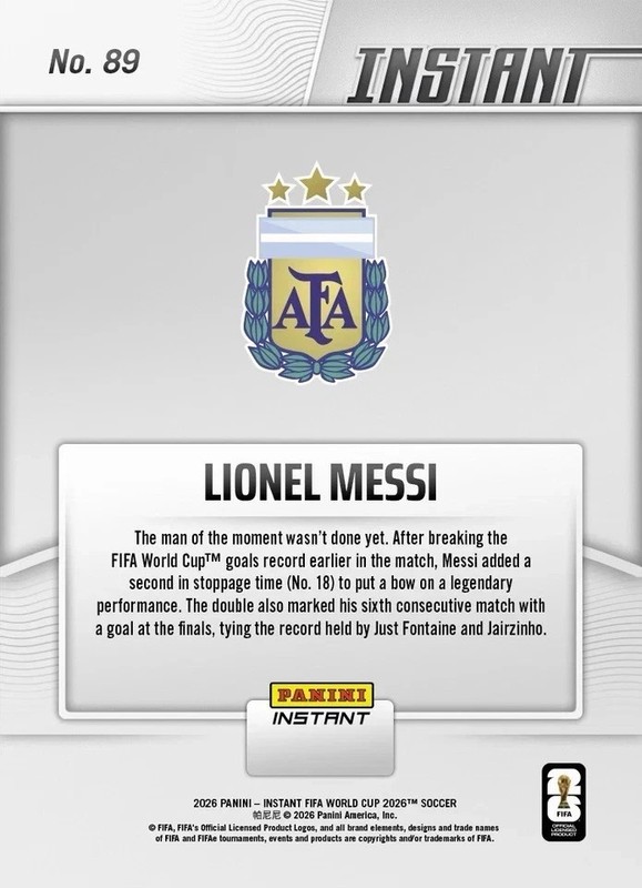 LIONEL MESSI 2026 Panini World Cup GOALS RECORD #89 GRADED GEM-MT 10 PRESALE