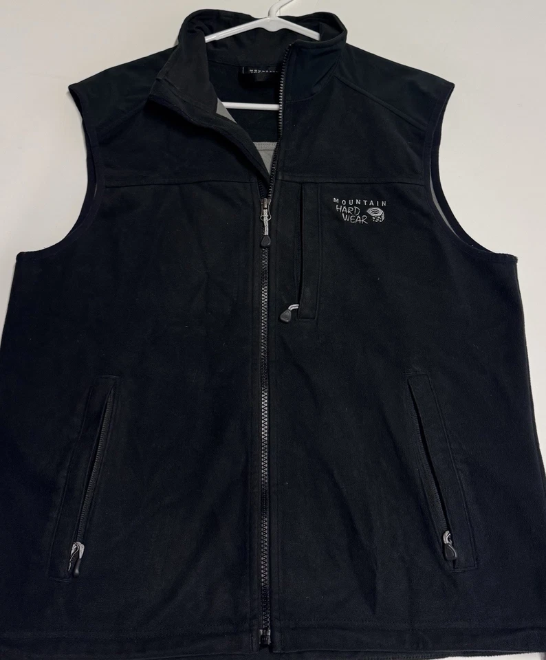 Chaleco polar Mountain Hardware para hombre mediano negro carcasa suave bolsillos con cremallera completa Foto 2 de 4