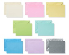 Single Panel Blank Cards Bulk with Envelopes, Pastel Colors 100-Count