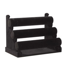 3-Tier Velvet Bracelet Holder Stand and Organizer - Jewelry Display Rack Black 