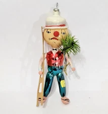 VTG De Carlini Italian Glass FUNNY CHIMNEY SWEEP CLOWN  Xmas Ornament Italy