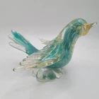 Murano Blue and Gold Leaf Bullicante Glass Bird AVeM Italy Vintage MCM Beautiful