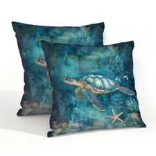 Outdoor Throw Pillow Covers Sea Turtle Outdoor Pillow Case Set of 2,20x20 inc...