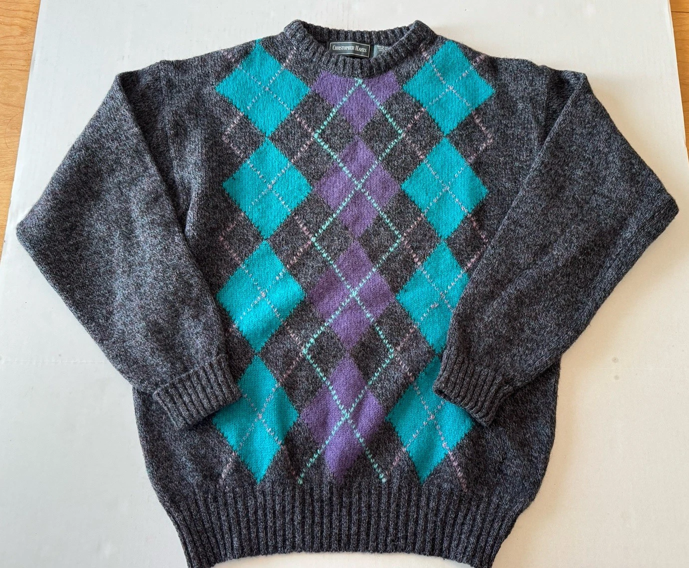 Christopher Hayes Wool Sweater Mens Large Argyle Diamond Made in Ireland Vintage
Opens in a new wind