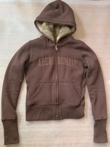 Vintage Abercrombie & Fitch Faux Fur Y2K Brown Hoodie, Size Medium