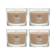 Yankee Candle Amber Sandalwood 1.3 Oz Mini Candle Glass Jar Lot Of 4