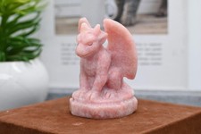3" Natural Pink Opal Gargoyle,Quartz Crystal Skull SculptureReiki Healing