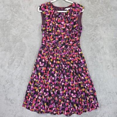 Boden Dress Womens 8L Multicolor Polka Dot Fit & Flare Sleeveless Knee Length