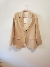 ZARA Beige Linen Blend Single Button Blazer Jacket Size M