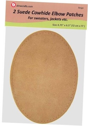 -2 Sew-on Large Natural Suede Leather Elbow Patches Size 4.75 in x 6.5 in
