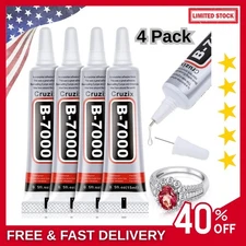 B-7000 Glue Clear 4 Pack – 15ml Jewelry Rhinestone Fabric Phone Repair Adhesive.