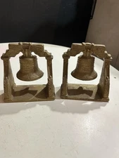 Vintage Philadelphia Liberty Bell Patriot Metal Bookends
