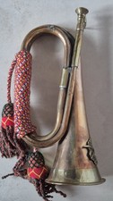 Messing-Bugle Signalhorn Kavallerie / Husaren mit Troddel und Eichenlaub-Emblem