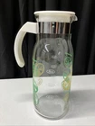 Vintage Pyrex Glass Lemon Lime Pitcher Carafe 1 Quart Welcome Degustation