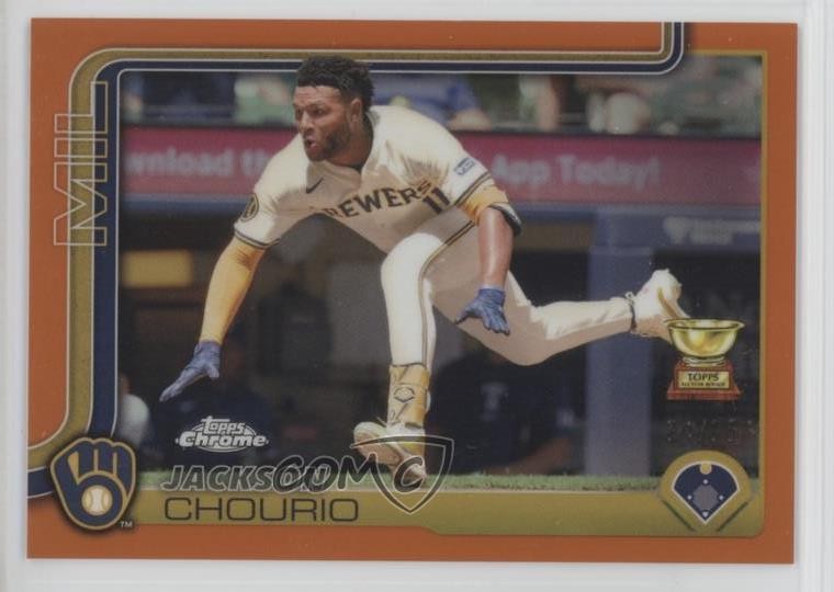 2025 Topps Chrome Orange Refractor /25 Jackson Chourio #262 1qz6