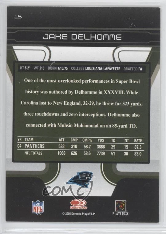 2005 Donruss Zenith Jake Delhomme #15 - Image 2 of 2