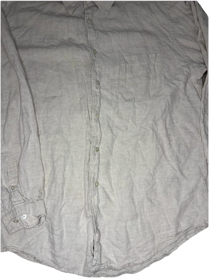 Baird McNutt Murano 100 % lino gris jaspeado manga larga abotonada para hombre talla XL Foto 3 de 4