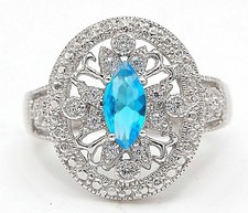 1CT Aquamarine  Topaz 925 Solid Sterling Silver Ring Sz 8 UB2-8