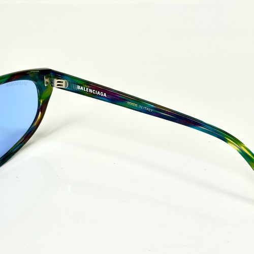 BALENCIAGA BB0098S TV D Blue Rainbow Stripe 0098 Sunglasses 003 Unisex Logo - Picture 3 of 11
