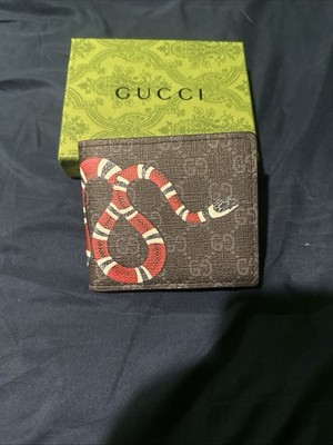 Gucci Kingsnake GG Supreme Print Leather Bifold Wallet With Box | eBay