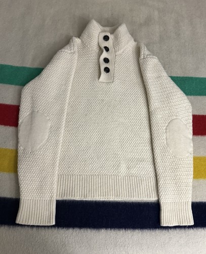 Schott Bros Henley Funnel Neck Military Knit Sweater Off White SW16140 XL 23x27