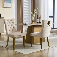 Modern Kitchen Dining Room Chairs Tufted Velvet Upholstered Wooden Nailhead Trim