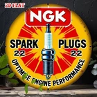 Vintage NGK Spark Plug Metal Sign Classic Car Engine Performance Art