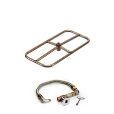 HPC Fire Rectangle Match Light Fire Pit Kit, 18x9-Inch, Propane