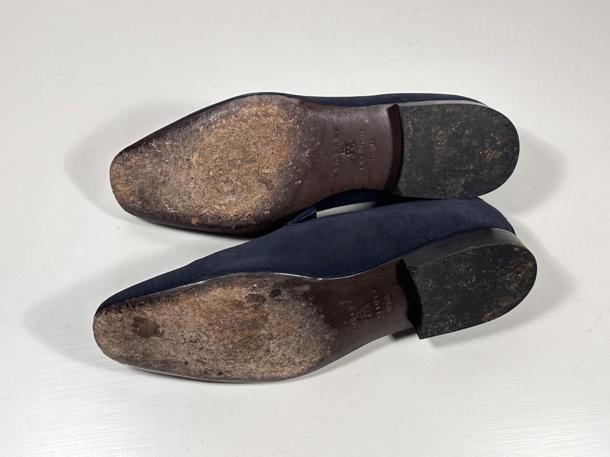 Elegant Embroidered Crest Robert Talbott Dark Navy Venetian Loafers Size 10 M Robert Talbott Altos Dark Navy Embroidered Venetian Loafers  main image 3