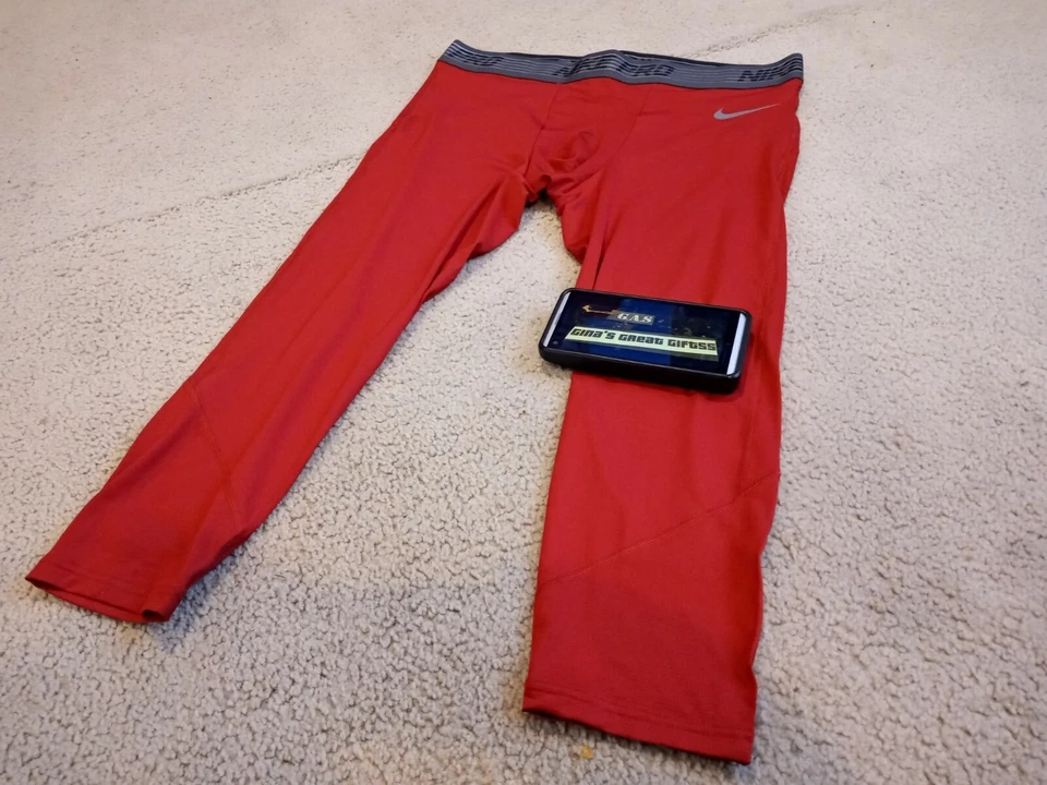 2017 Nike Pro 3/4 Compression Pants Maroon Dark Red Sz 3XL XXXL AT3201 698 $55 - Image 2 of 4