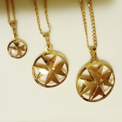 9ct 9K Gold Maltese Cross Double Sided Pendant Charm Made Malta 7 Sizes