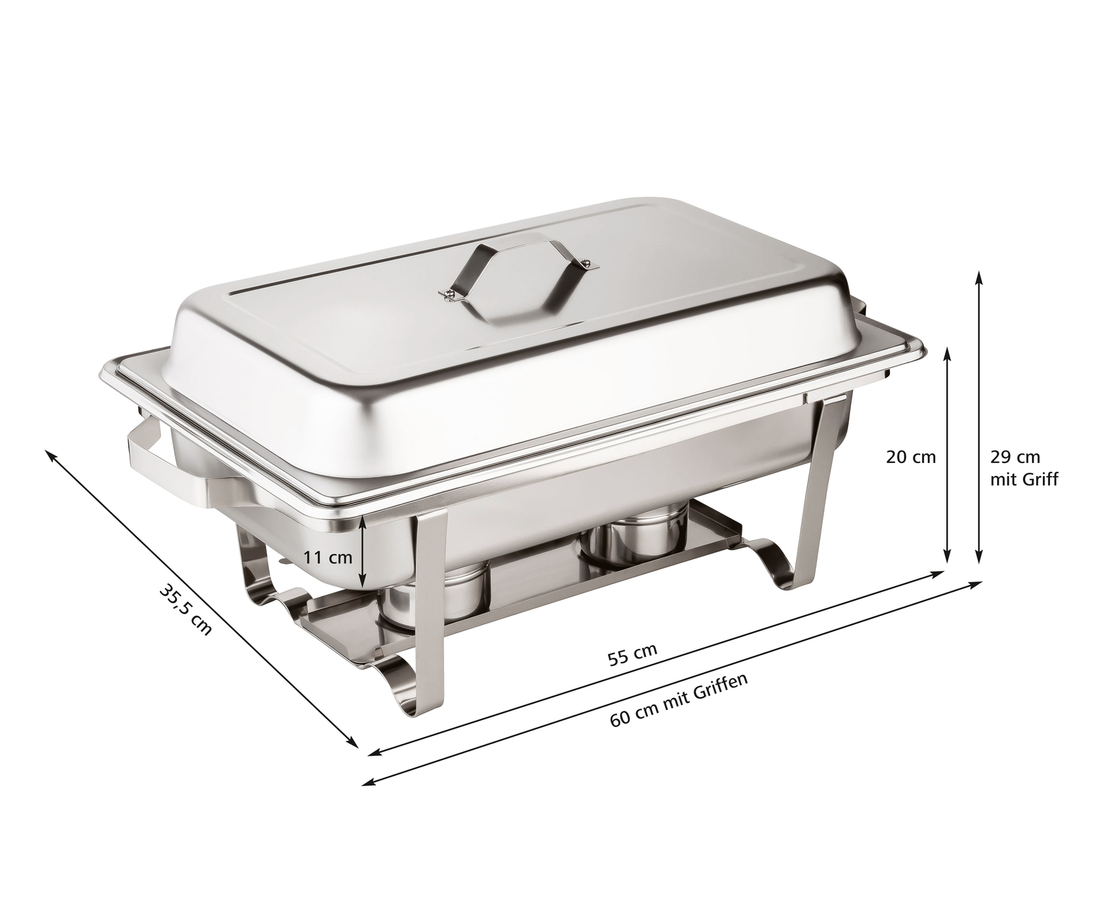 Speisenwärmer Chafing Dish Gastronormbehälter 37L 6x1/4 Größe 2000WW Speisenwärmer Chafing Dish Gastronormbehälter 37L 6x1/4 Größe 2000WW
