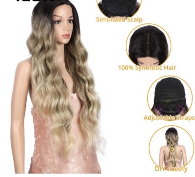 Ombre Wig 30 Inches Swiss Lace Blonde Ombré Dark Roots New 