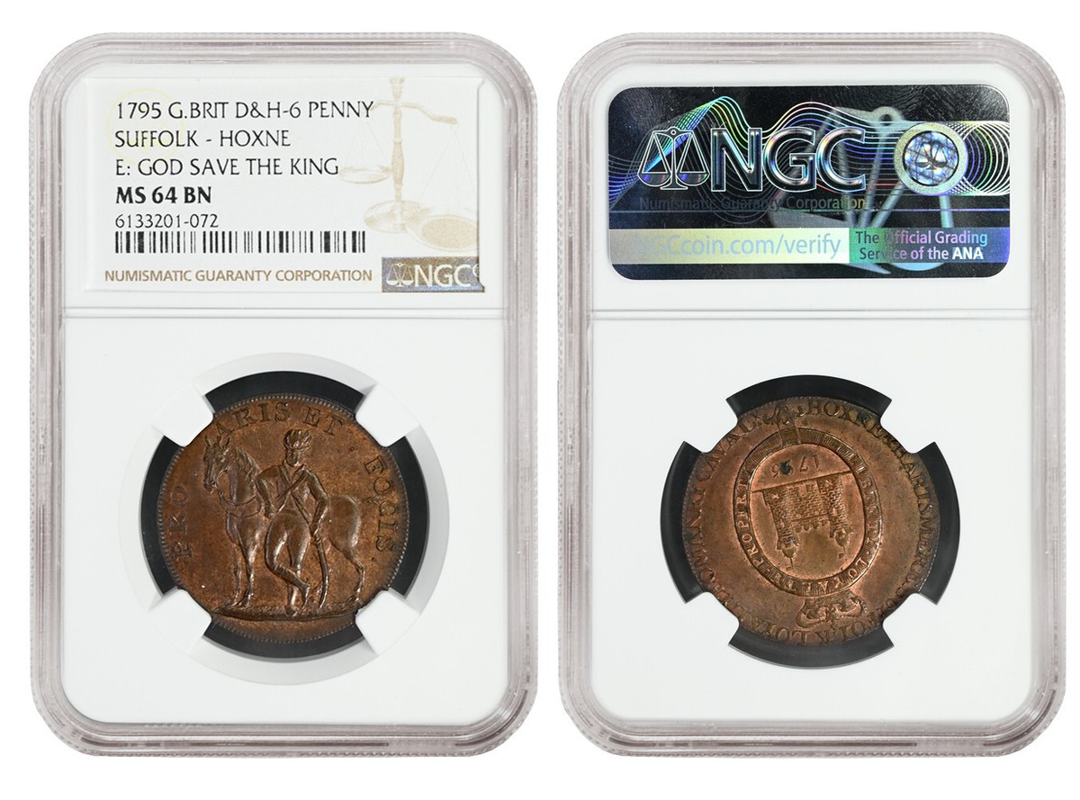 Hoxne (Suffolk) Half Penny Token 1795 NGC MS64 BN 'Yeomanry