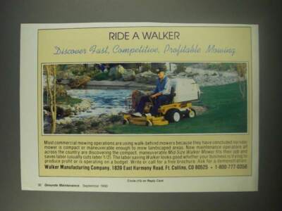 1990 Walker Mid-size Mower Ad - Ride a Walker discover fast, competitive