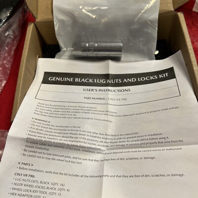 Genuine Mazda Lugs And Locks Adapter Black Kit Part# C9S1-V9-790