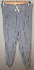 Athleta Cabo Linen Jogger Pants 2 Women  s Chambray Blue Zip pockets