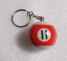 BILLIARD 9 BALL POOL Novelty KEYCHAIN KEYRING CHAIN 32mm dia No 11 Red Sport
