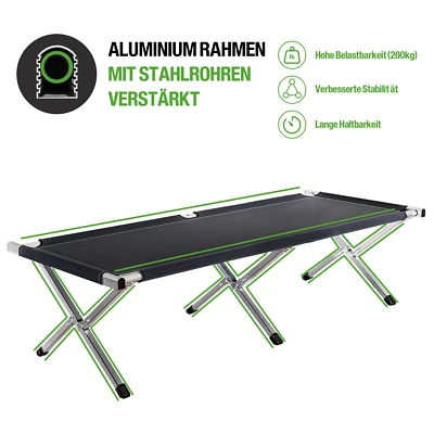 KRONENBURG ® XXL Campingbett Feldbett 210 x 72 x 45 cm - belastbar bis 200 kg