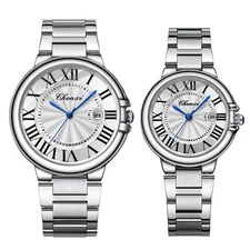 Couple Men Women Classic Date Quartz Wrist Watch Roman Numberals Dial Waterproof