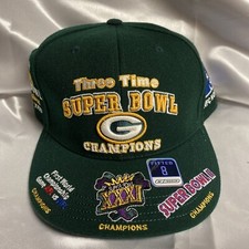 Gorra Green Bay Packers Reebok 3 veces campeones del Super Bowl ajustada talla 8 nueva con etiquetas
