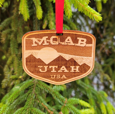 Moab Utah Ornament Christmas Wood Laser Cut 3.5'' UT Arches National Park UT