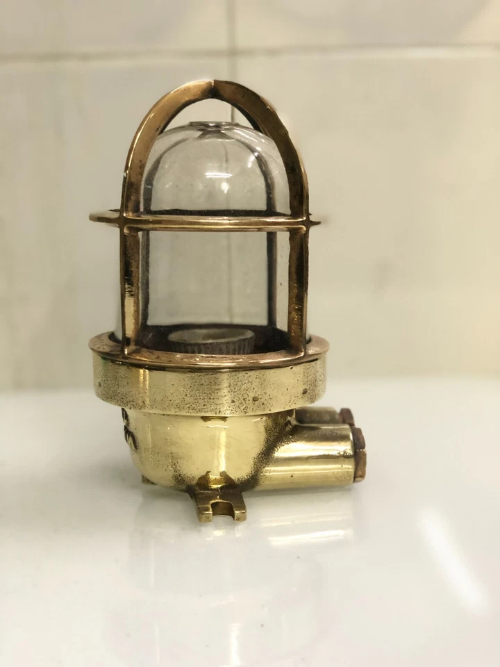 Wiska Marine Brass Bulkhead Light Fixture—Ceiling/Wall Mount Original Metal - Image 2 of 4