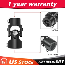 1"-48 Spline X 3/4" DD Universal Steering Shaft New U-Joint 83MM