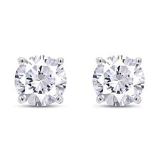 2.00 Ct Round Cut F VS1 Lab Grown Diamond Earrings 14K White Gold 4-Prong Studs
